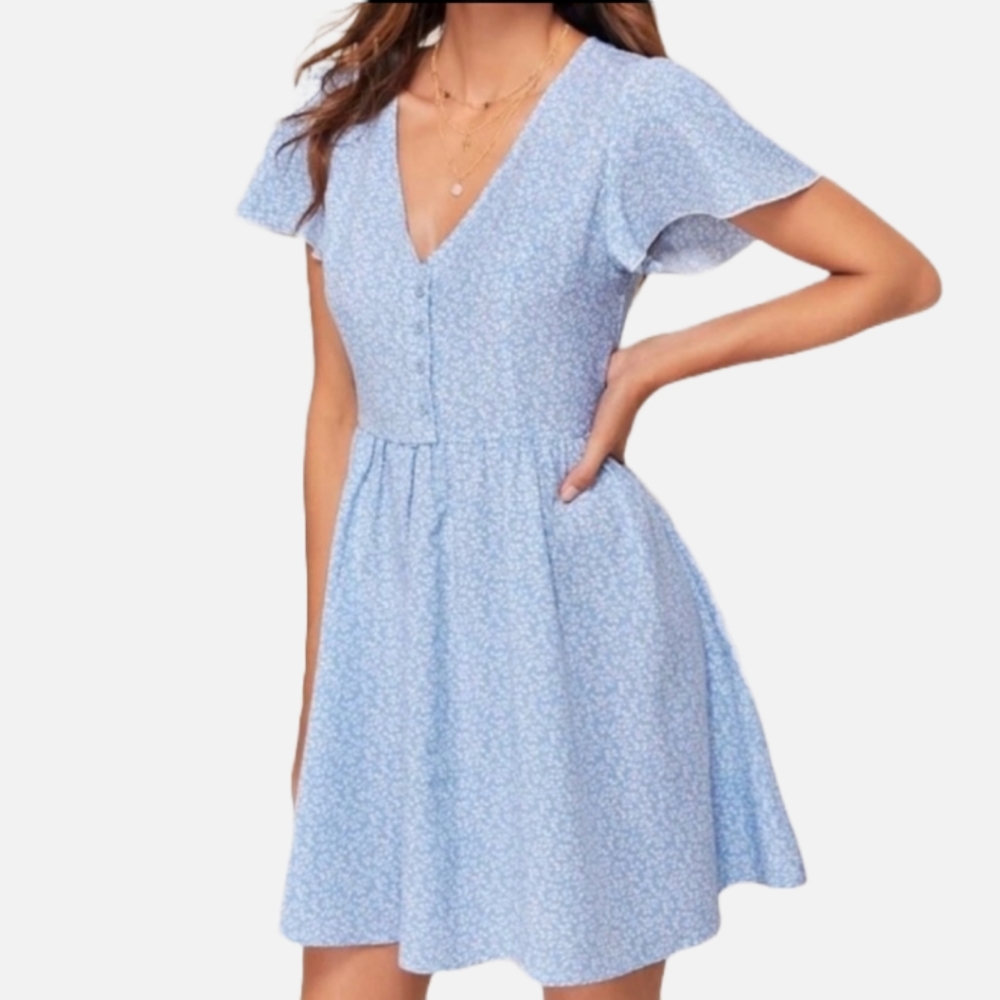 SHEIN Flutter Sleeve Floral Dress X-Small